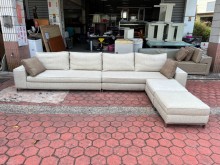 [9成新] 高級米白色亞麻布13尺L型大沙發L型沙發無破損有使用痕跡