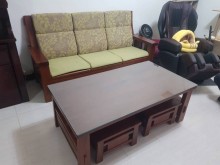 [9成新] 毅昌二手家具～優質柚木全實木板椅木製沙發無破損有使用痕跡