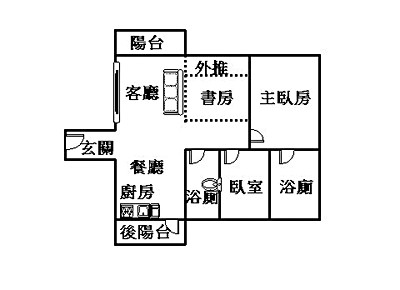 2房2廳2衛 坐西北朝東南