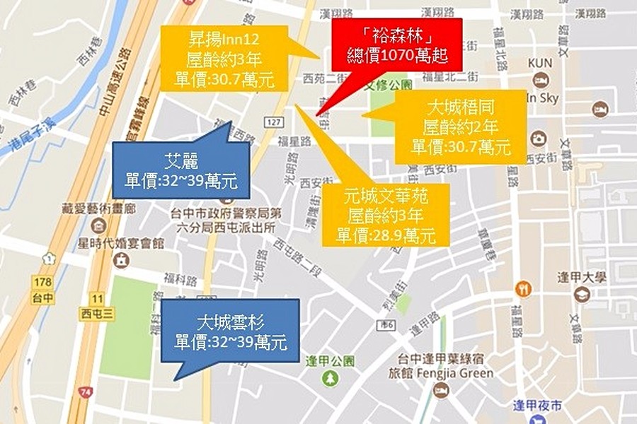 周邊新建案與中古屋分布圖