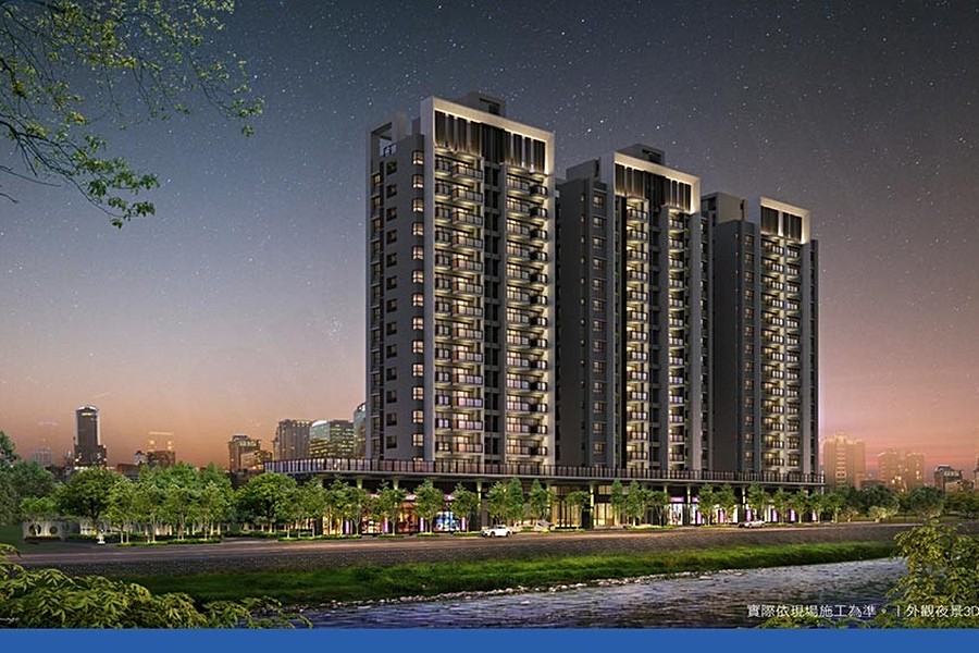 櫻花濱城建案3D圖夜景